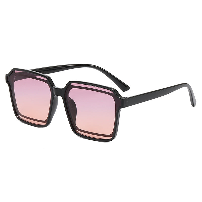 Wholesale PC Black Frame Brown Square Sunglasses